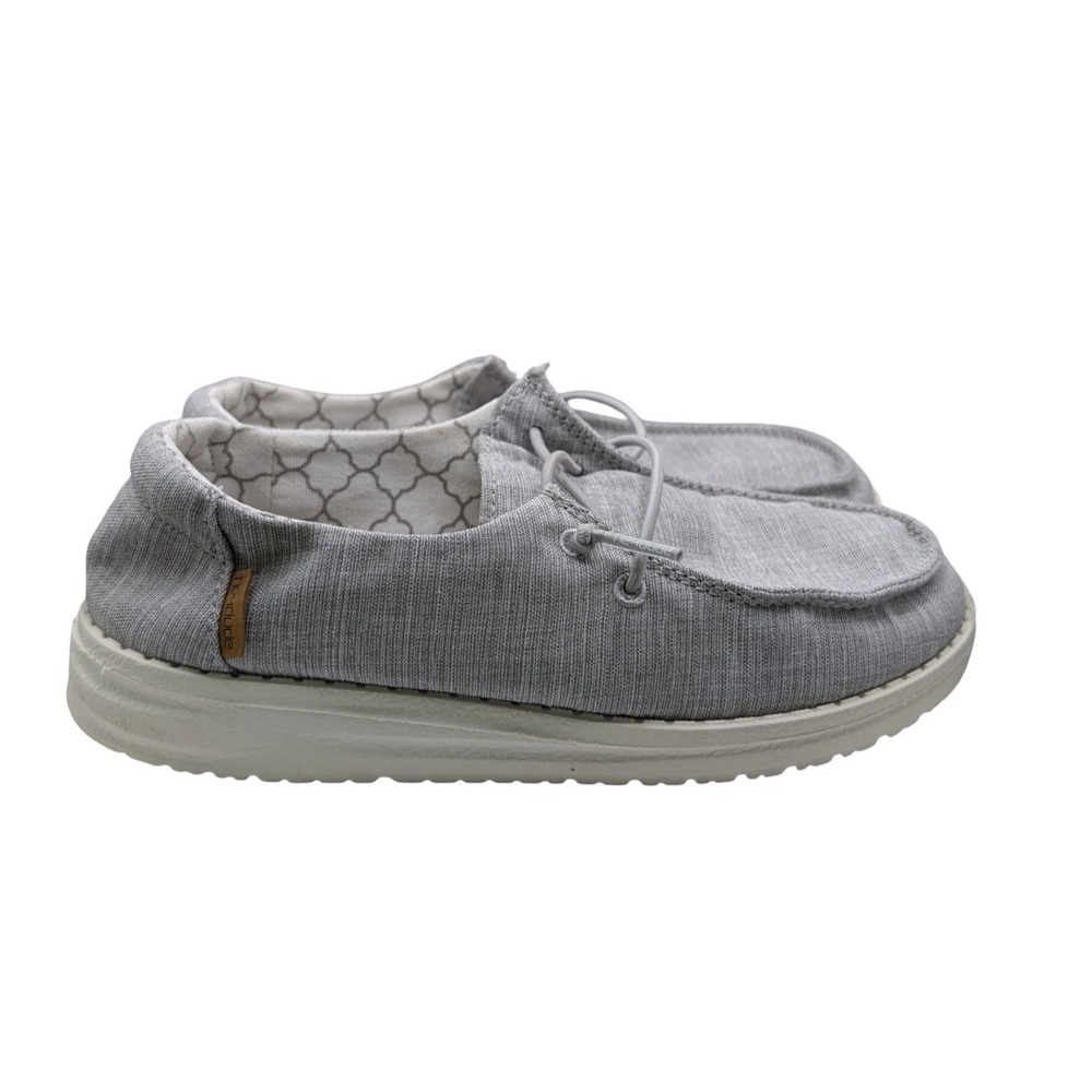 Hey Dude Wendy Youth Linen Gray Slip On Shoes Kids Size 2